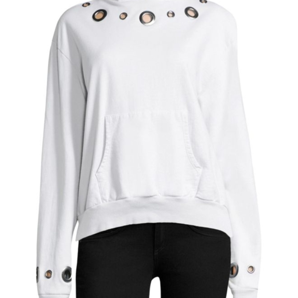 Monrow Ice Grey Grommet Hoodie